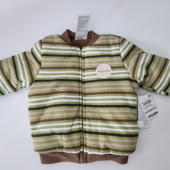 First Impressions Other - First Impressions Reversible Striped Jacket - Green and Brown
